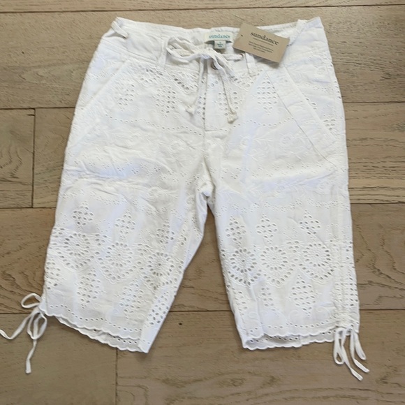 Sundance embroidered eyelet Bermuda shorts. New!